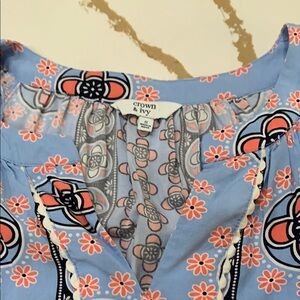 Crown & Ivy Blue and Pink Floral dress Small